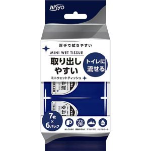 日翔 トイレに流せる ミニウェットティッシュ 7枚×6パック